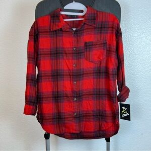 Art Class Red and Black Plaid Button Down Shirt Size M (8)